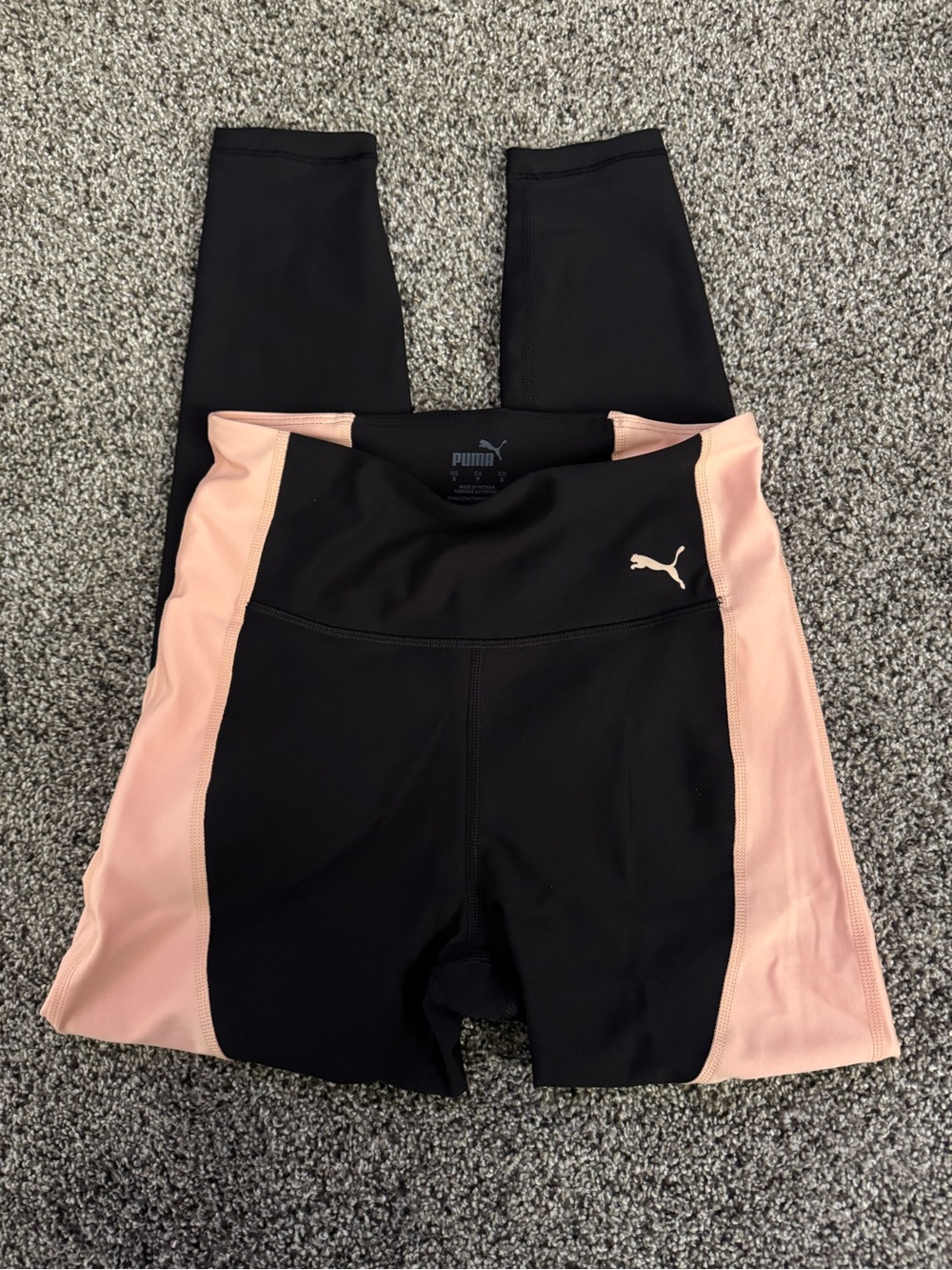 Puma Black and Light Pink Athletic Leggings